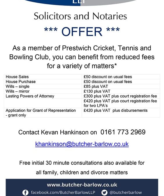 MEMBER OFFER FROM BUTCHER BARLOW